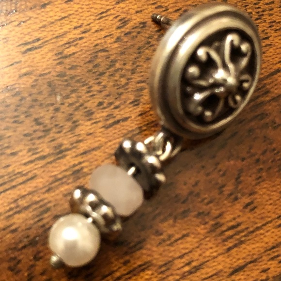 Brighton Vintage Hanging rose quartz and pearl pierced Earrings - Picture 8 of 12